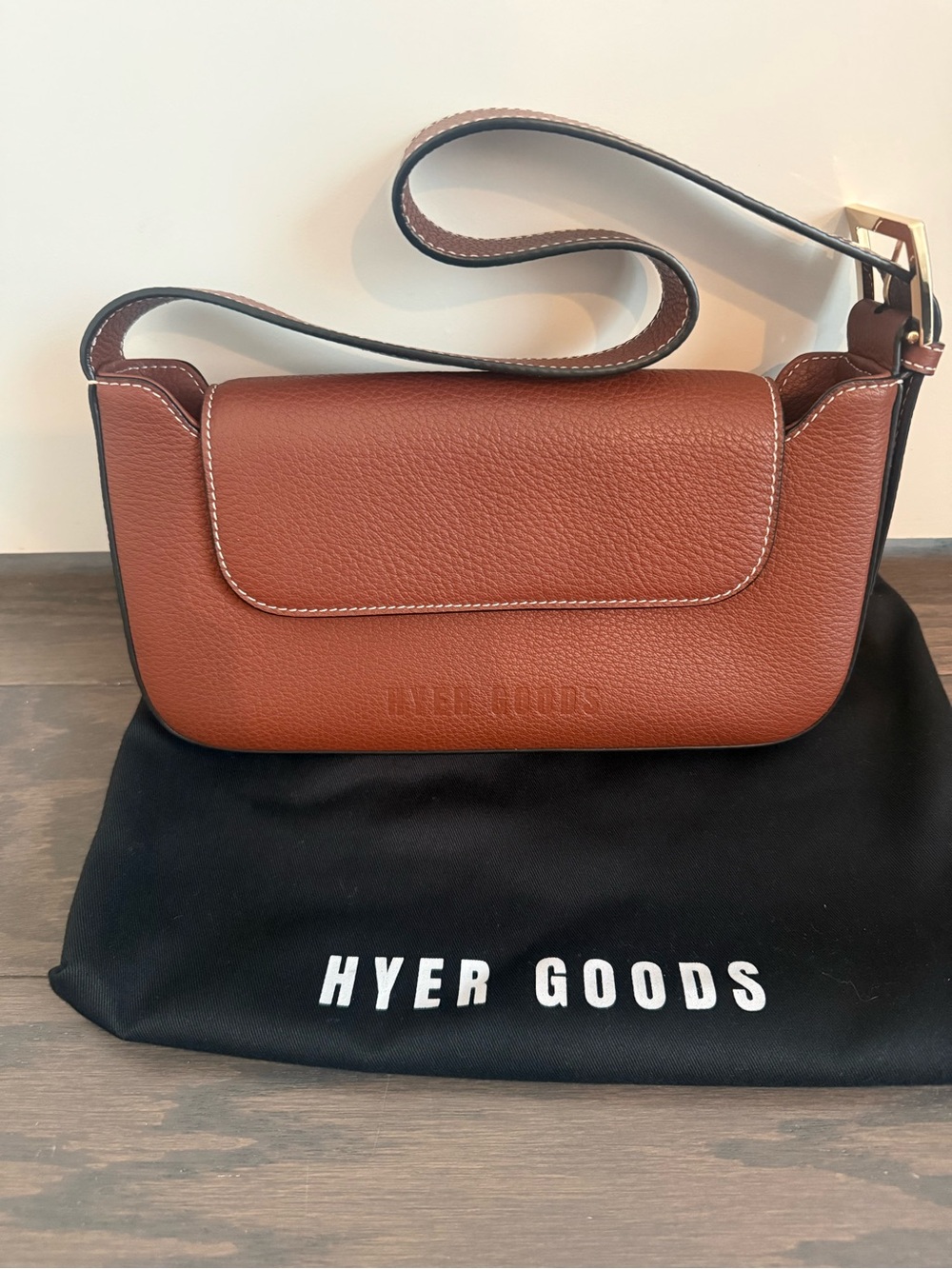 Hyer Goods Brown Leather Shoulder Bag